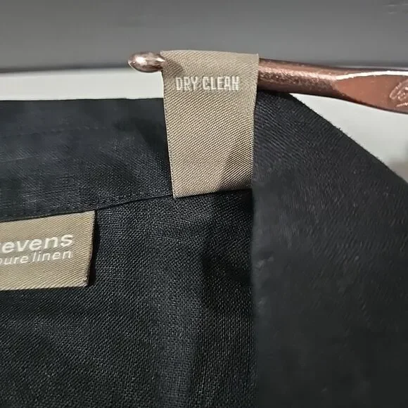 Black Linen Crop Wrap Top Sz6 S/M Y2K 90s Corp Boho Chic Button Grunge Punk Rock - Picture 13 of 13